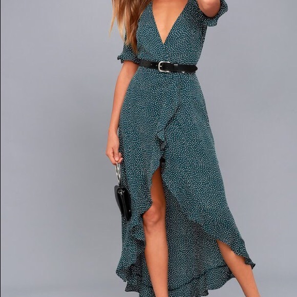 Lulus Dresses & Skirts - 🌲Lulu’s Polka Dot Green Wrap Dress • Sz XS